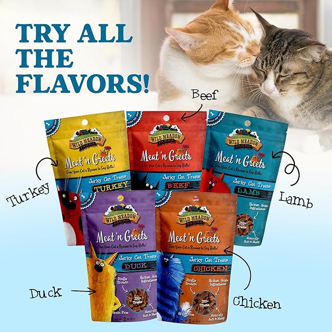 Cat Treats - Meat 'N Greets - Soft Jerky Treats with Meat, Perfect for Training & Rewarding, Snacks for Cats - Chicken Flavor