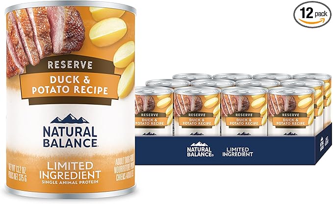 Natural Balance Limited Ingredient Adult Grain-Free Wet Canned Dog Food, Reserve Duck & Potato Recipe, 13.2 Ounce (Pack of 12)