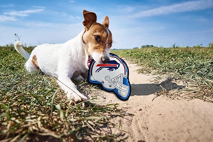 The 1st Ever Tough but Smooth Dog Toy NFL Buffalo Bills Football Helmet Tough Pet Toy. A Premium Quality Doggie Toy with Built-in Squeaker. Sports Fans Favorite Chew Toy
