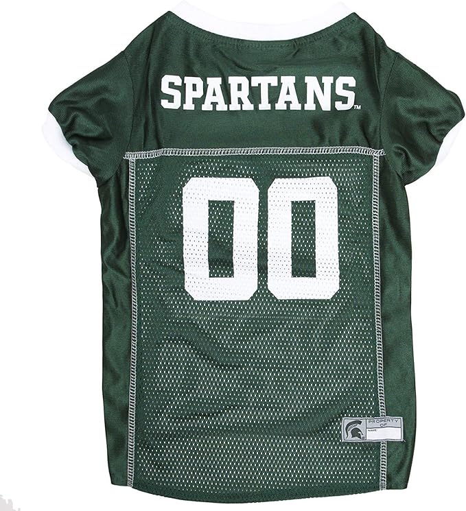 Pets First NCAA College Michigan State Spartans Mesh Jersey for DOGS & CATS, Small.Licensed Dog Jersey with your Favorite Football/Basketball College Team