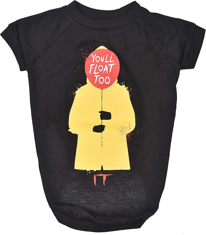 WARNER BROS The IT Movie You'll Flat Too Tee for Dogs, Medium | IT The Movie Dog T-Shirt | Soft, Cute, and Comfortable Dog Clothing and Apparel, Black