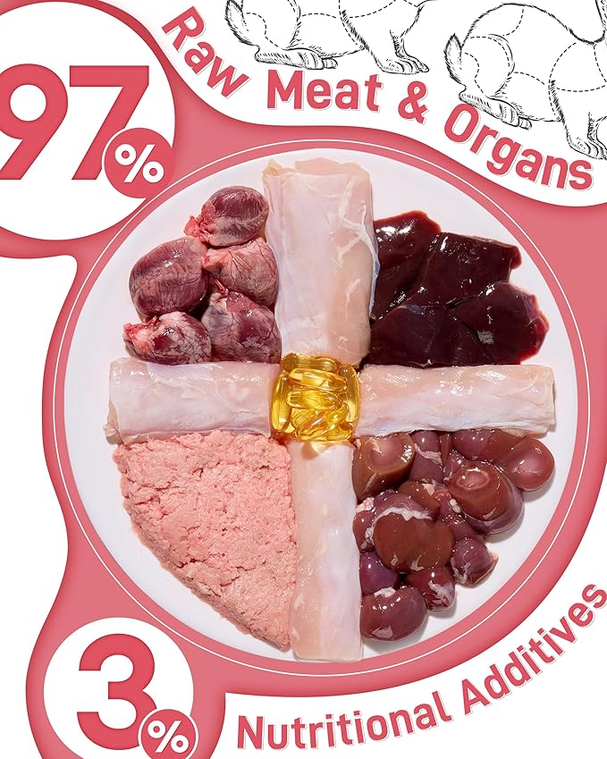 Freeze-Dried Raw Rabbit Treats & Food for Dogs & Cats - 97% Meat & Organs - Single Ingredient Rabbit Mini Nibs - Grain-Free Dog & Cat Food Topper, Mixer or Snack -17.63 oz