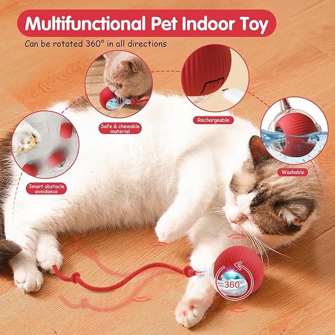 Interactive Dog Ball, Electric Cat Ball, cat Toys for Bored Indoor Adult Cats, Interactive Cat Toys for Indoor Cats, Interactive Dog Toys