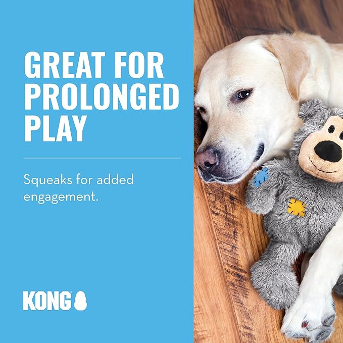 KONG Puppy Starter Dog Toy Kit - Interactive Play Kit with SqueakAir Balls, Easy Treat, Wild Knots Bear & KONG Toy - For Medium Puppies - Blue