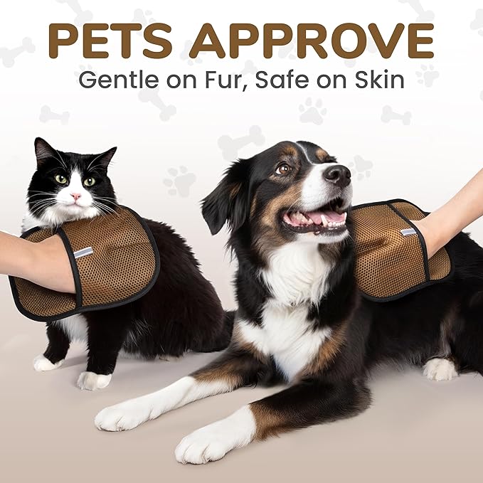 KEYVOZ Pet Hair Removal Glove for Cats and Dogs, Electrostatic Magic Brush Pet Hair Remover for Dog Couch, Available in Blue, Purple, Pink, Brown- Perfect for Pet Owners (Brown)