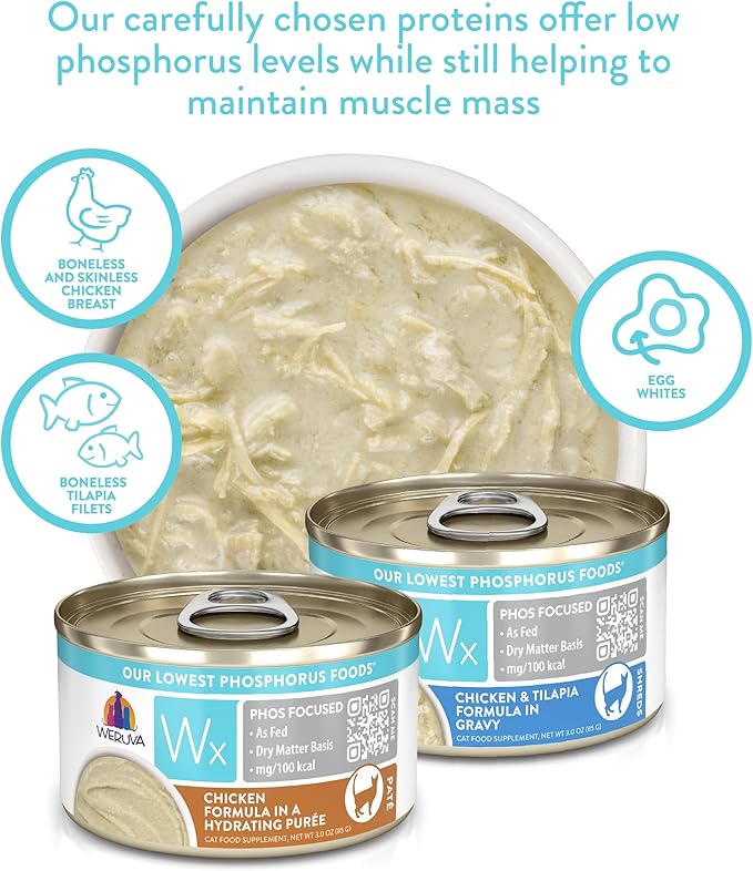 Weruva Wx Phos Focused, Chicken Formula in Gravy 3oz Can, Pack of 12