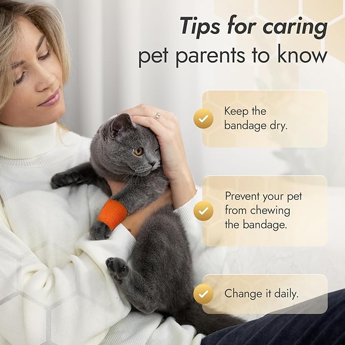 Cat & Dog Bandages for Wounds Protect from Licking and Dirt – Set of 4 pcs x 5 cm + 2 pcs x 10 cm – Dog Wound Care from Natural Rubber Latex