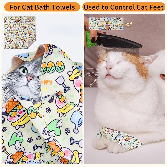 Cat Wrap for Grooming,Cat Wrap for Cutting Nails,Self-Adherent Soft Cat Blanket，Restrain the Cat to Keep Calm,Anti-Bite, Anti-Scratch, Wrap Anti-Escape Grooming Bags for Cats (Within 9lbs)
