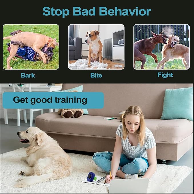 Pet Clicker Set | 10 Finger Ring Training Tools | Positive Reinforcement Dog Cat Behavior Trainer | for Small Medium Large Puppies Kittens Home Travel Outdoor Obedience Trick Socialization