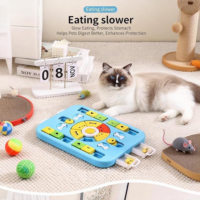 Interactive Cat Puzzle Toy & Treat Dispenser - Maze Slow Feeder for Small, Medium & Large Cats, Enrichment Toy for IQ Training, Reduces Bloating & Prevents Gulping