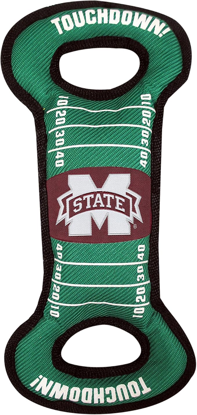 NCAA Football Field Dog Toy with Squeaker. - Michigan State Bulldogs - for Tug, Toss, and Fetch. - Tough& Durable PET Toy