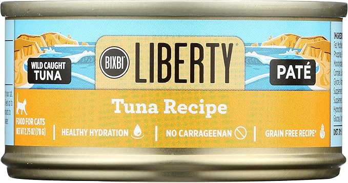 BIXBI Liberty Canned Wet Cat Food - Grain Free, Tuna Pate Recipe, 2.75 Ounce (Pack of 24)