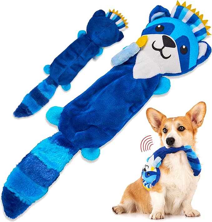 Hanukkah Themed Squeaky Plush Toys for Dogs Quality Fabrics Animal Toy Squeaks and Gets Pets Excited (Raccoon with Menorah)
