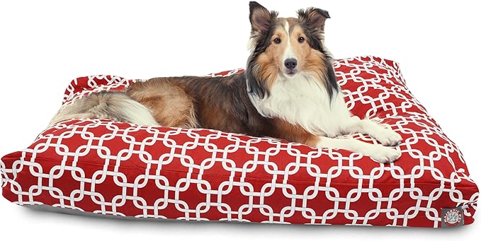 Red Links Large Rectangle Indoor Outdoor Pet Dog Bed With Removable Washable Cover By Majestic Pet Products
