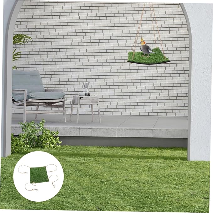 Artificial Grass Climbing Net for Small Pets Bird Playground Bearded Dragon Bed Easy to Install Indoor Outdoor Accessory Square