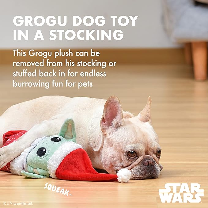 Star Wars for Pets 10" GROGU Stocking Plush Figure Burrow Toy | The Mandalorian Holiday Pet Products GROGU | The Child Squeaky Pet Toy | for Pets (FF24159)