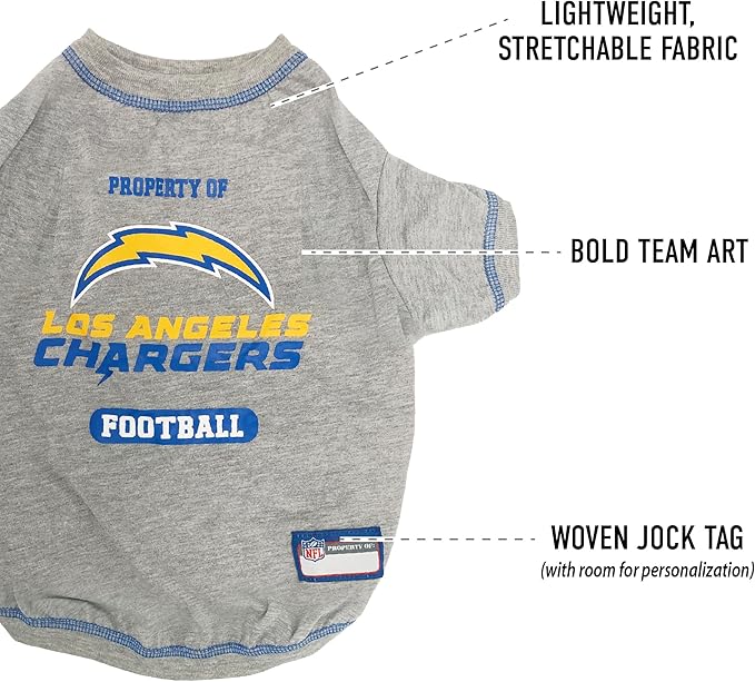 NFL Los Angeles Chargers Dog T-shirt X-Small. - Licensed Shirt for Pets Team Colored with Team Logos- Premium Stretchable Materials for the comfort of your Dog & Cat