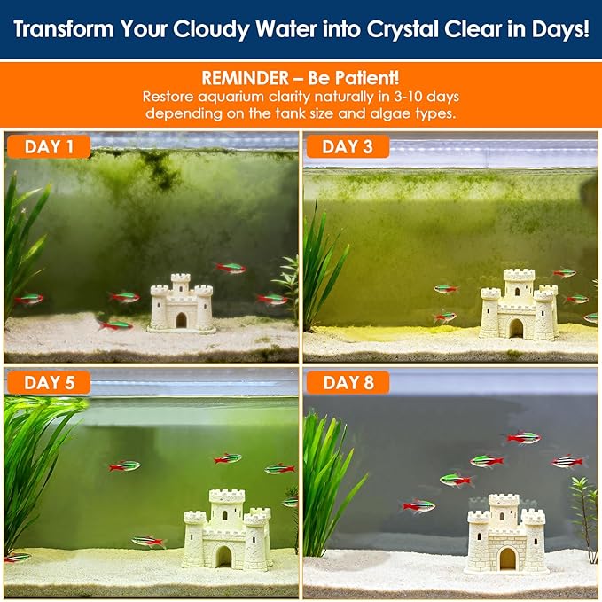 AquaMiracle Aquarium U-V Filter for Green Water Control with Timer, with Filter Sponge, Fish Tank Filter Turtle Filter with Aeration/Rainfall Mode for 40-150 Gallon Aquariums Freshwater and Saltwater