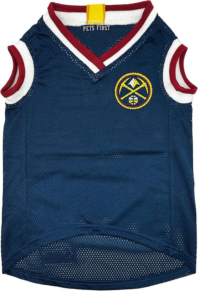 Pets First NBA Denver Nuggets Dog Jersey, Medium- Tank Top Basketball Pet Jersey