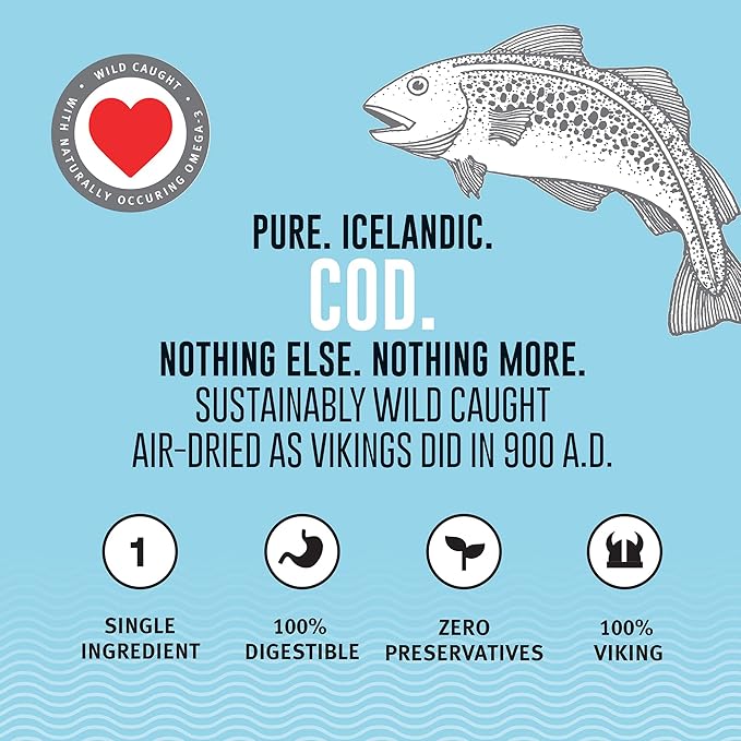 Icelandic+ Skin Rolls: Cod - 3oz Bag,Dog Treats,Pure Wild-Caught Air-Dried Fish,Ingredient Snacks,Pe Chews,Just The Fish Nothing Else,(Pack of 2)