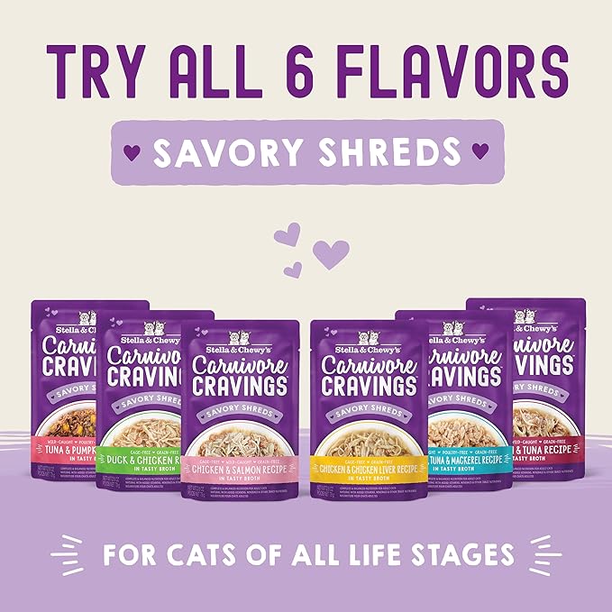 Stella & Chewy's Carnivore Cravings Wet Cat Food - Premium Pouches - Grain Free, High Protein Tuna & Pumpkin - Perfect for Picky Eaters - Complete Meal or Topper (2.8 oz, 12 Pack)