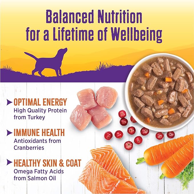 Wellness Complete Health Stew Adult Canned Wet Dog Food, Grain Free, Natural, Turkey Recipe, 12.5 oz, Pack of 12 Cans