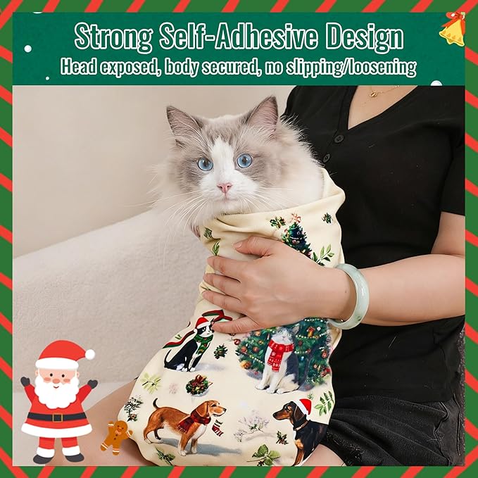 Purrfect Peace Cat Swaddle Wrap – 27.6" Professional Calming Restraint Bag for Grooming, Nail Trimming & Medicine - Adjustable Cat Restraint for Grooming, Nail Clipping & Vet Visits