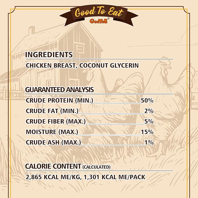 Gootoe Soft Dog Treats, Chicken Jerky - Dog Training Treats; High-Protein, Gluten-Free, Soft Jerky for Dogs, Hypoallergenic, Grain-Free, Chicken Breast Strips, 1 lb