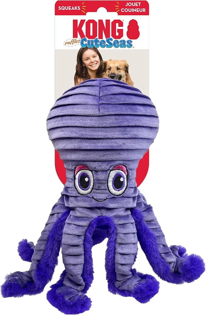 KONG Cuteseas Rufflez Soft Ridged Plush Dog Toy (Octopus)