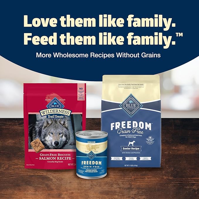 Blue Buffalo Freedom Grain-Free Senior Dry Dog Food, Provides Energy to Stay Active, Made in the USA with Natural Ingredients, Chicken & Potatoes, 11-lb Bag