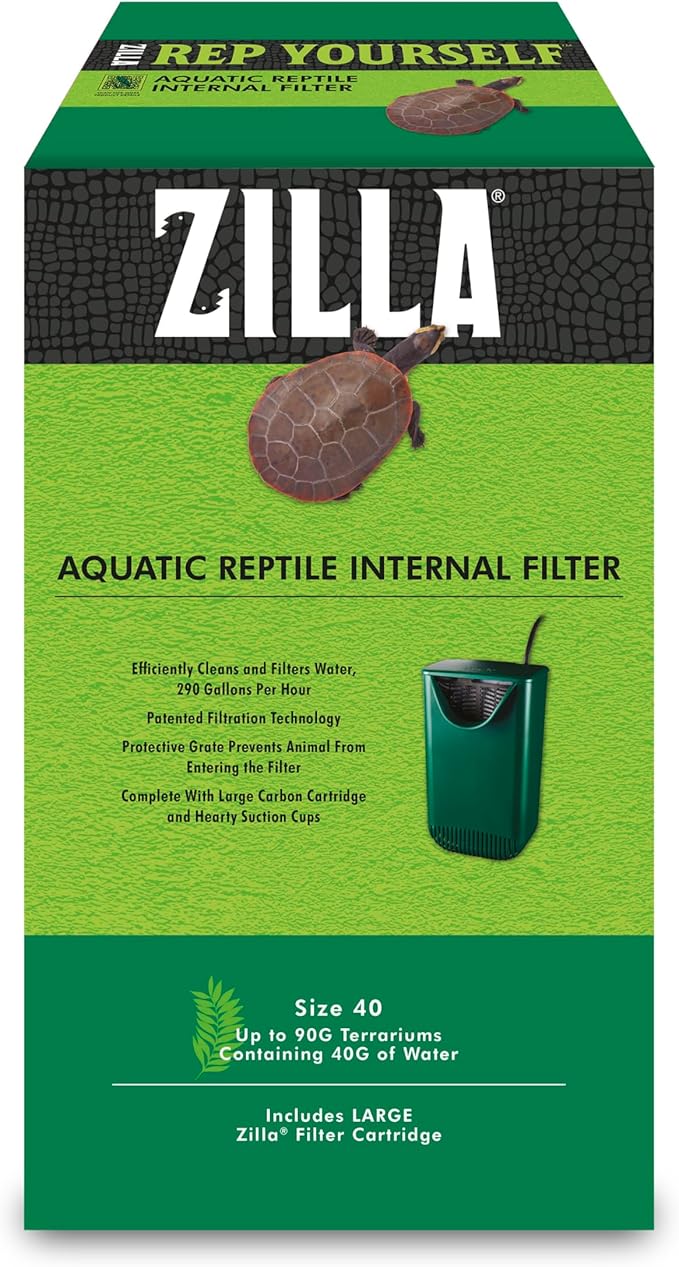 Zilla Aquactic Pet Reptile Internal Water Filter, For Up To 40 Gallons of Water