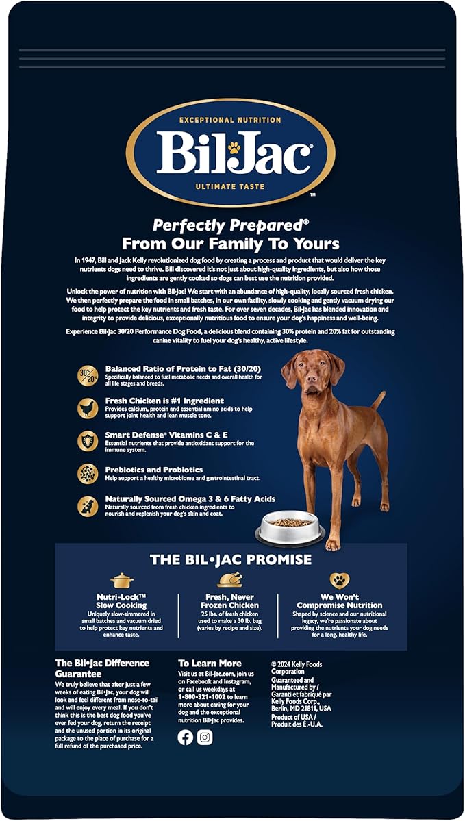 Bil-Jac 30/20 Performance Dry Dog Food | High Energy Chicken Recipe | 6 lb