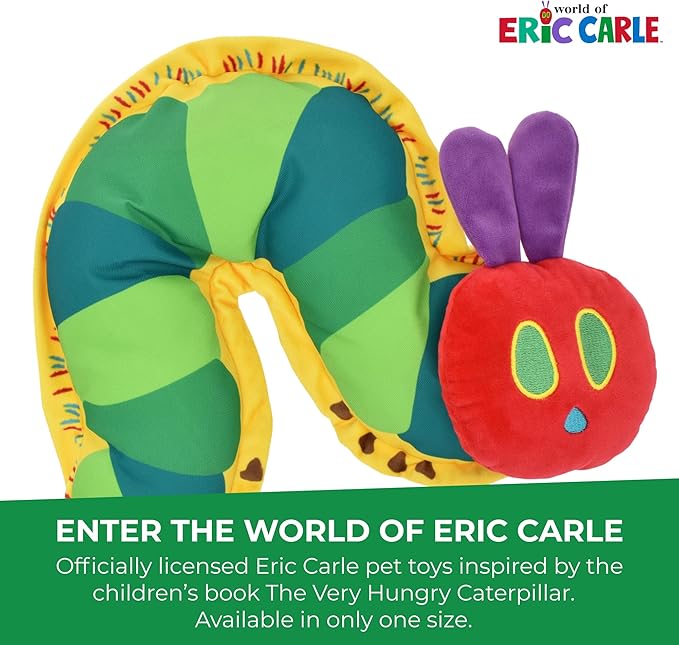Multipet Eric Carle Very Hungry Caterpillar Crinkle Flattie 7" Dog Toy