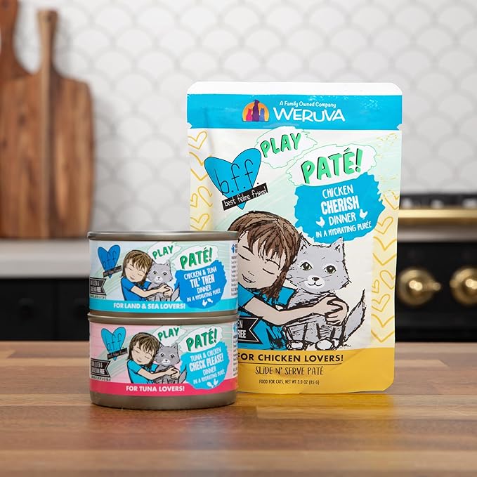 Weruva B.F.F. Play - Best Feline Friend Paté Lovers, Aw Yeah!, Tuna & Turkey T.T.Y.L. with Tuna & Turkey, 5.5oz Can (Pack of 8)