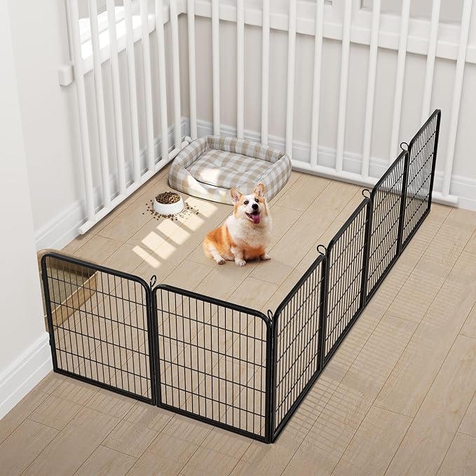 Topeakmart Dog Playpen Outdoor Puppy Exercise Pen Indoor Portable Pet Fence for Yard/RV Camping, 32 Inch 2 Panels