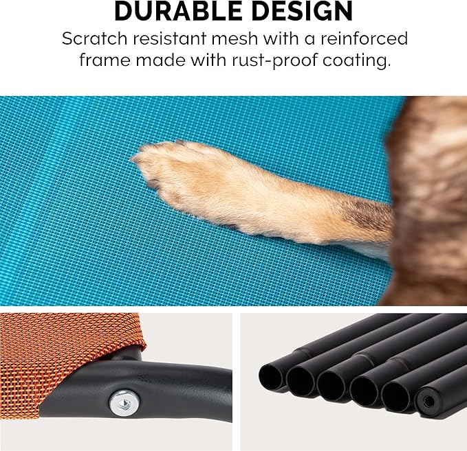 Furhaven Elevated Pet Cots - Cooling & Breathable Nylon Mesh Hammock for Large Dogs/Easy-to-Assemble/Durable and Reinforced/Perfect for Rest & Relaxation Outdoors - Gecko Green, Extra Large