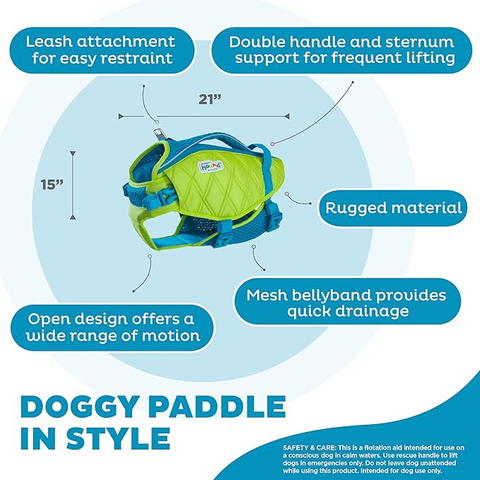 Outward Hound Standley Sport Green Performance Dog Life Jacket, XL