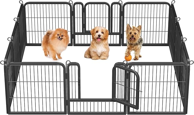 Topeakmart Dog Playpen Outdoor Puppy Exercise Pen Indoor Portable Pet Fence for Yard/RV Camping, 24 Inch 12 Panels