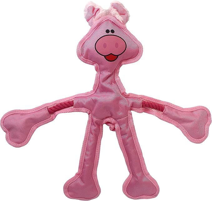 Multipet 43325-1 Skele-Ropes Animals Toy, Pig, 15", Pink