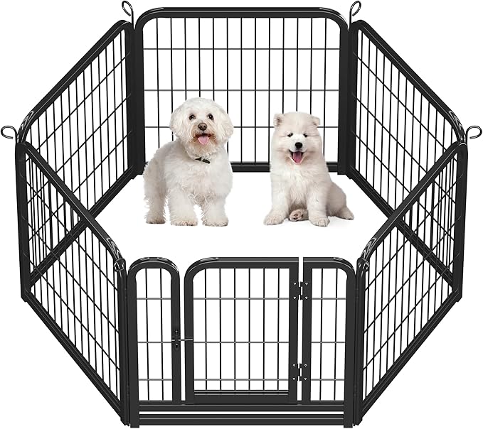 Topeakmart Dog Playpen Outdoor Puppy Exercise Pen Indoor Portable Pet Fence for Yard/RV Camping, 24 Inch 6 Panels