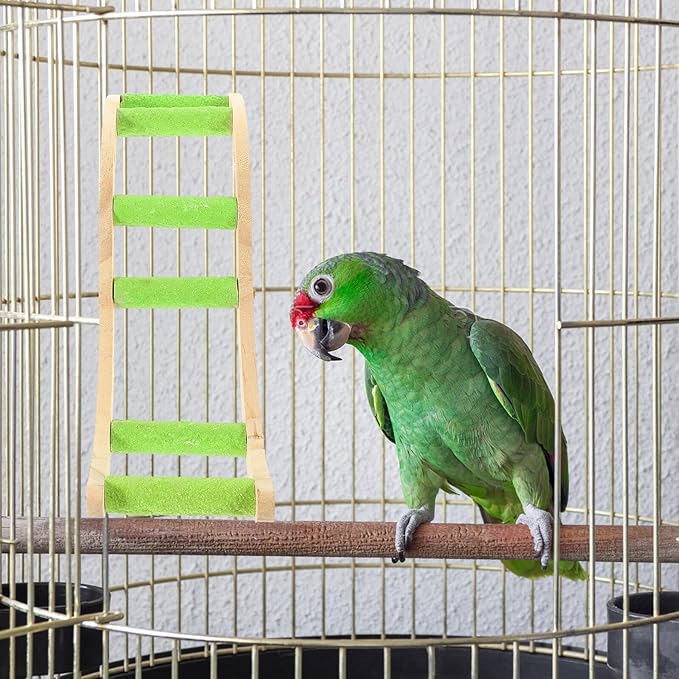 HOMSFOU Wooden Parrot Climbing Ladder and Hamster Cage Ladder with Beak and Claw Grinding Function, Creative Bird Cage Accessory for Small Pets’ Play and Exercise