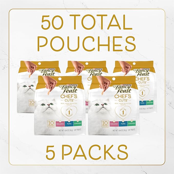 Purina Fancy Feast Natural Cat Treats Variety Pack, Purely Natural - (Pack of 5) 10 ct. Pouches