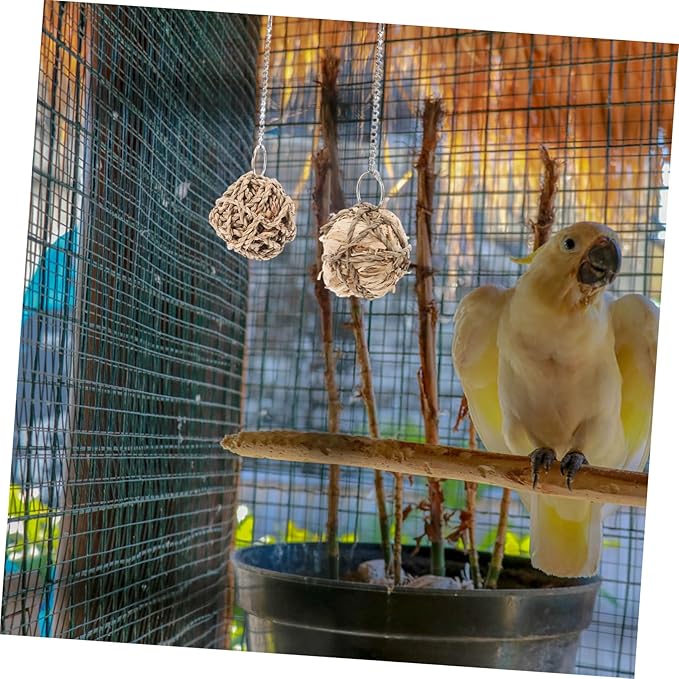 UKCOCO 3Pcs Parrot Chewable Rattan Ball Set Engaging Bird Cage Accessories for Cockatiels Parakeets and Pets Safe and Easy to Clean Chewing