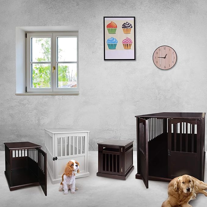 Casual Home Wooden Large Pet Crate, End Table, Espresso, 24 x 36.5 x 29.5 in