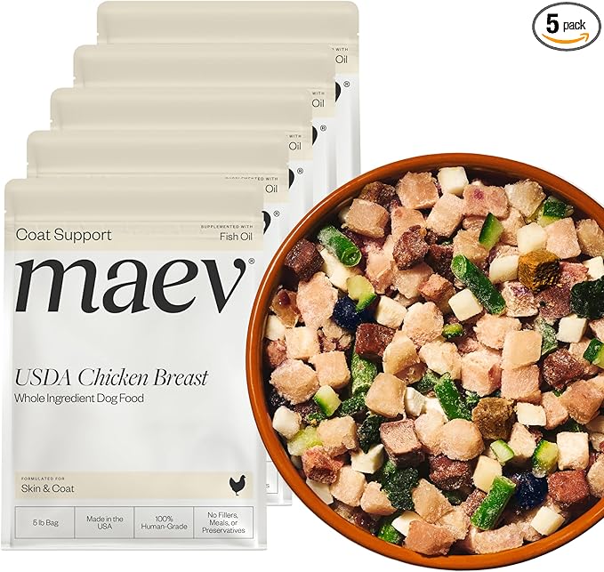 Maev Human-Grade Chicken Dog Food, Skin & Coat Formula, Whole Ingredient, Gluten-Free, High Protein Puppy & Dog Food, 25 lb