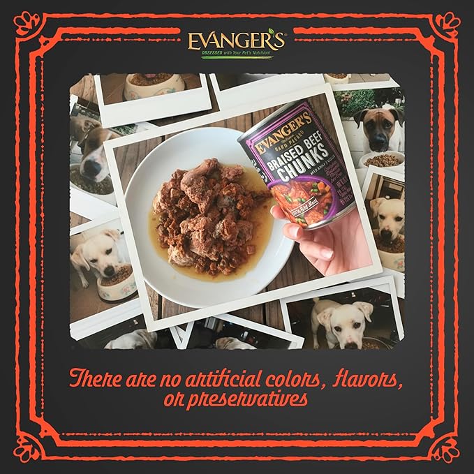 Evanger's Heritage Classics Hand Packed Hunk of Beef Dog Food – 12 Count, 12 oz Each – Tender Beef Roast Cooked in Own Juices – Grain & Gluten Free Wet Dog Food