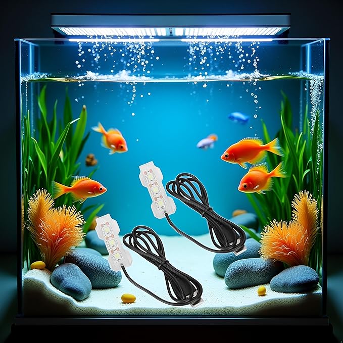 2Pcs Blue Light Small Aquarium Led Light, Multicolor Led Fish Tank for Freshwater Plants Aquarium Accessories，Fish and Aquatic Pets, Pet Supplies