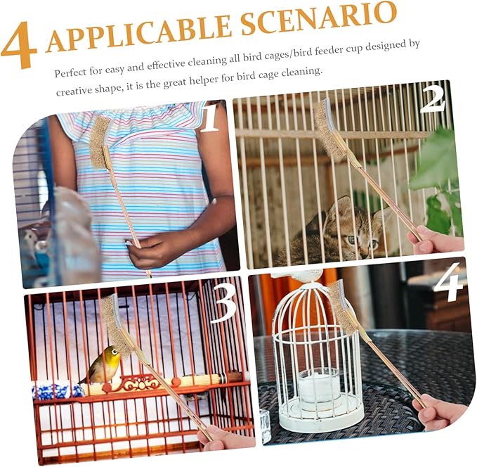 1set Bird Cage Cleaning Brush Long Handle Wire and Bristles for Birdcage Care for Parrots and Birds Easy to Use Cleaning Tool for Cages and Accessories
