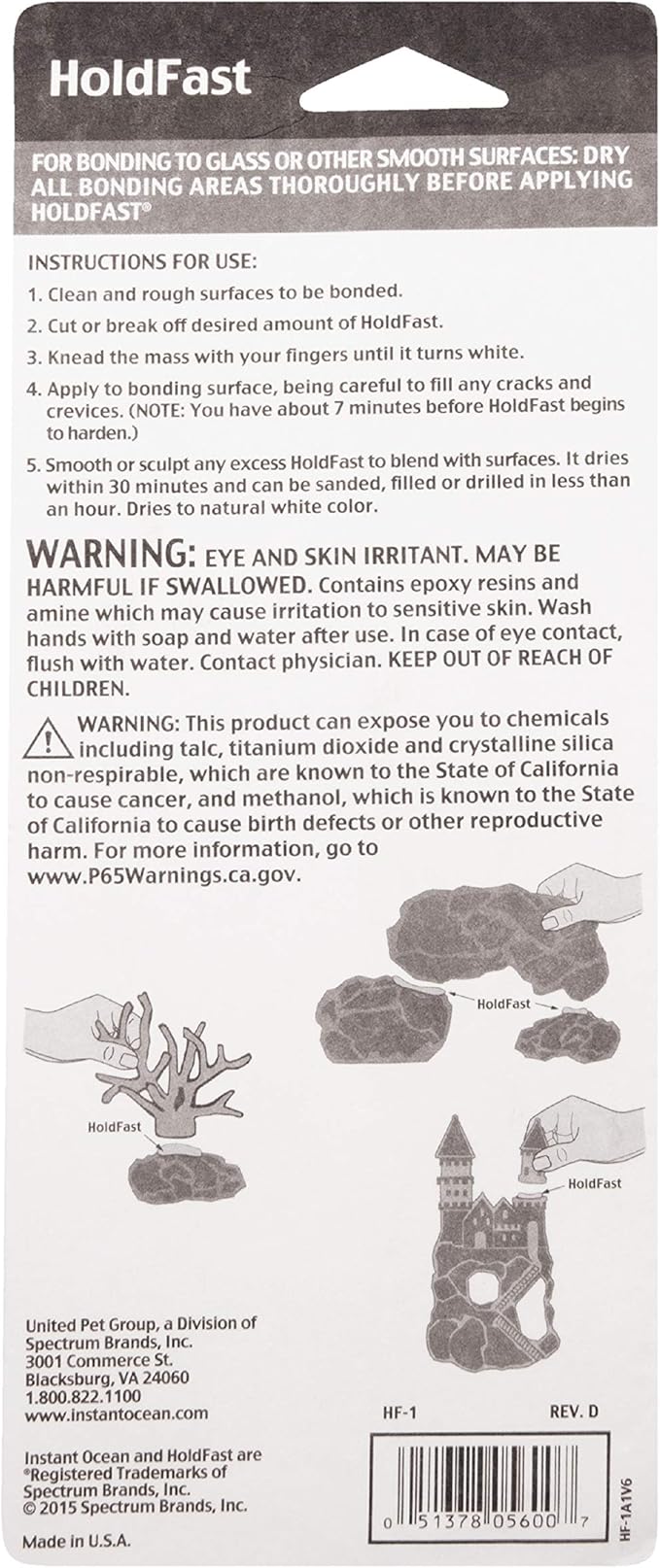 Instant Ocean HoldFast Epoxy Stick, Fish Safe 4 oz