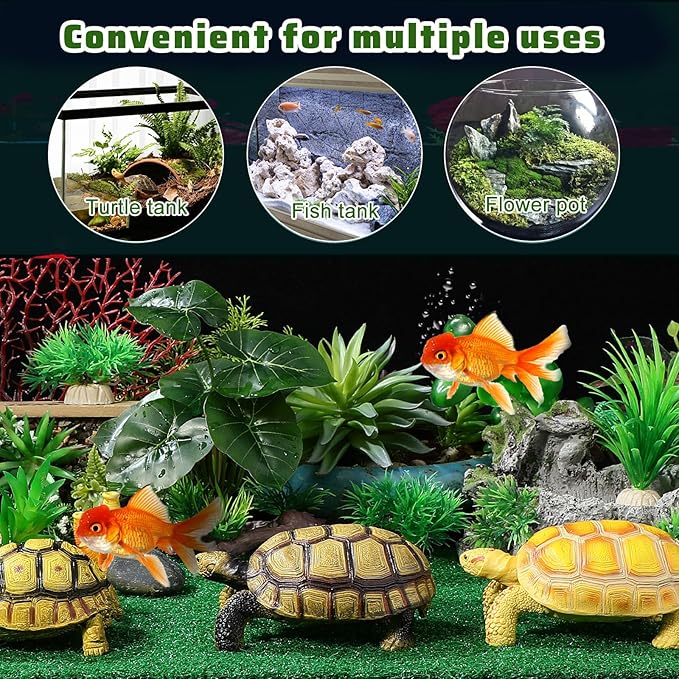 FAVOMOTO Artificial Grass Turf, Pet Turtle Aquarium Basking Platform Accessories Grass Lawn Reptile Ramp Terrace for Fish Tank Tortoise Resting Mat Garden Decoration